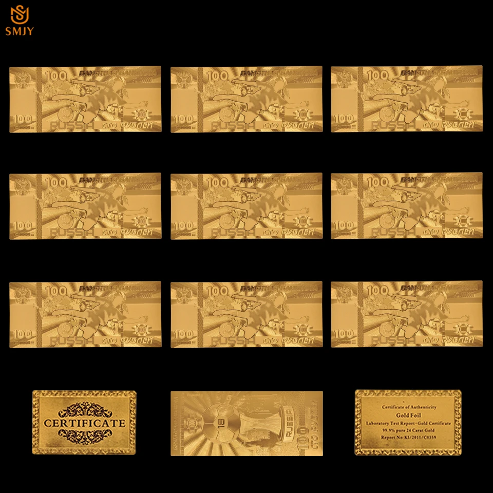 10Pcs/Lot 2018 Russia World Cup Banknote Bestseller Gift 100 Rubles Gold Money Banknote Collections For Football Banknote 
10Pcs/Lot 2018 Russia World Cup Banknote Bestseller Gift 100 Rubles Gold Money Banknote Collections For Football Banknote