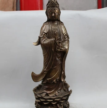 24" Chinese Buddhism Brass Stand lotus Kwan-Yin Guan Yin Goddess Statue Sculptur
24" Chinese Buddhism Brass Stand lotus Kwan-Yin Guan Yin Goddess Statue Sculptur