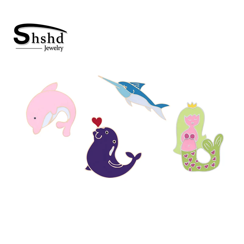 shshd Cartoon Sea Fish Animals Brooches Pink Dolphin Heart Seal Shark Enamel Pins Women Mermaid Jackets Collar Pin Badge Jewelry
shshd Cartoon Sea Fish Animals Brooches Pink Dolphin Heart Seal Shark Enamel Pins Women Mermaid Jackets Collar Pin Badge Jewelry