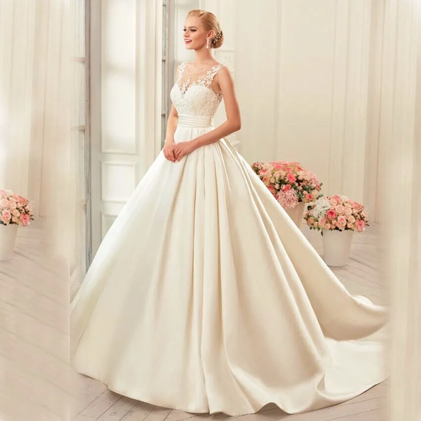 Vestido de noiva custom made Plus size Satin Wedding Dresses 2019 Ball Gown white & Ivory Bridal dress open back Wedding dresses
Vestido de noiva custom made Plus size Satin Wedding Dresses 2019 Ball Gown white & Ivory Bridal dress open back Wedding dresses