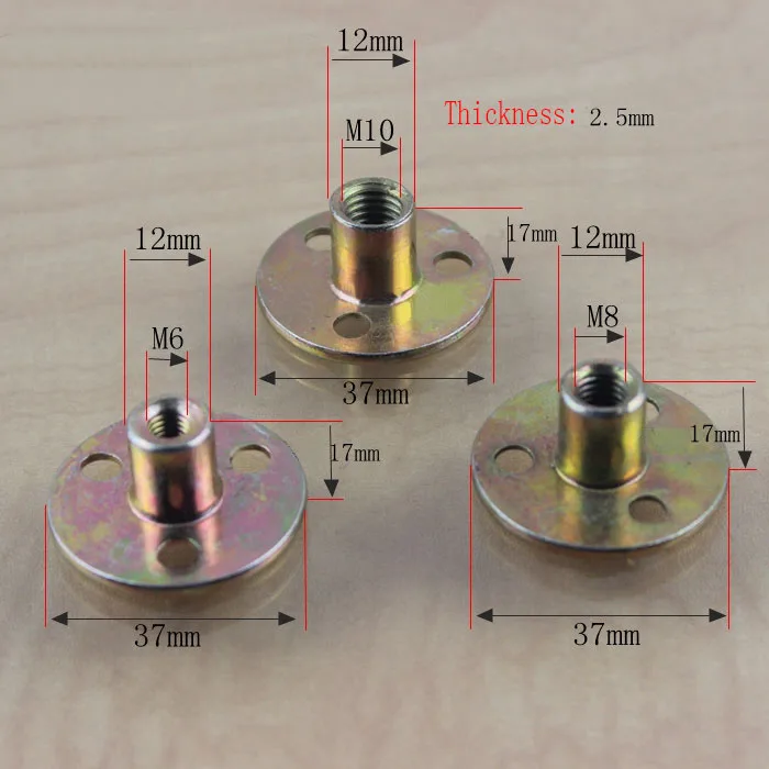 Thicken m6 m8 m10 3/8 5/16 flange 37mm height 17mm T=2.5mm Furniture Nut steel plate round flange edge bed chair table connector
Thicken m6 m8 m10 3/8 5/16 flange 37mm height 17mm T=2.5mm Furniture Nut steel plate round flange edge bed chair table connector