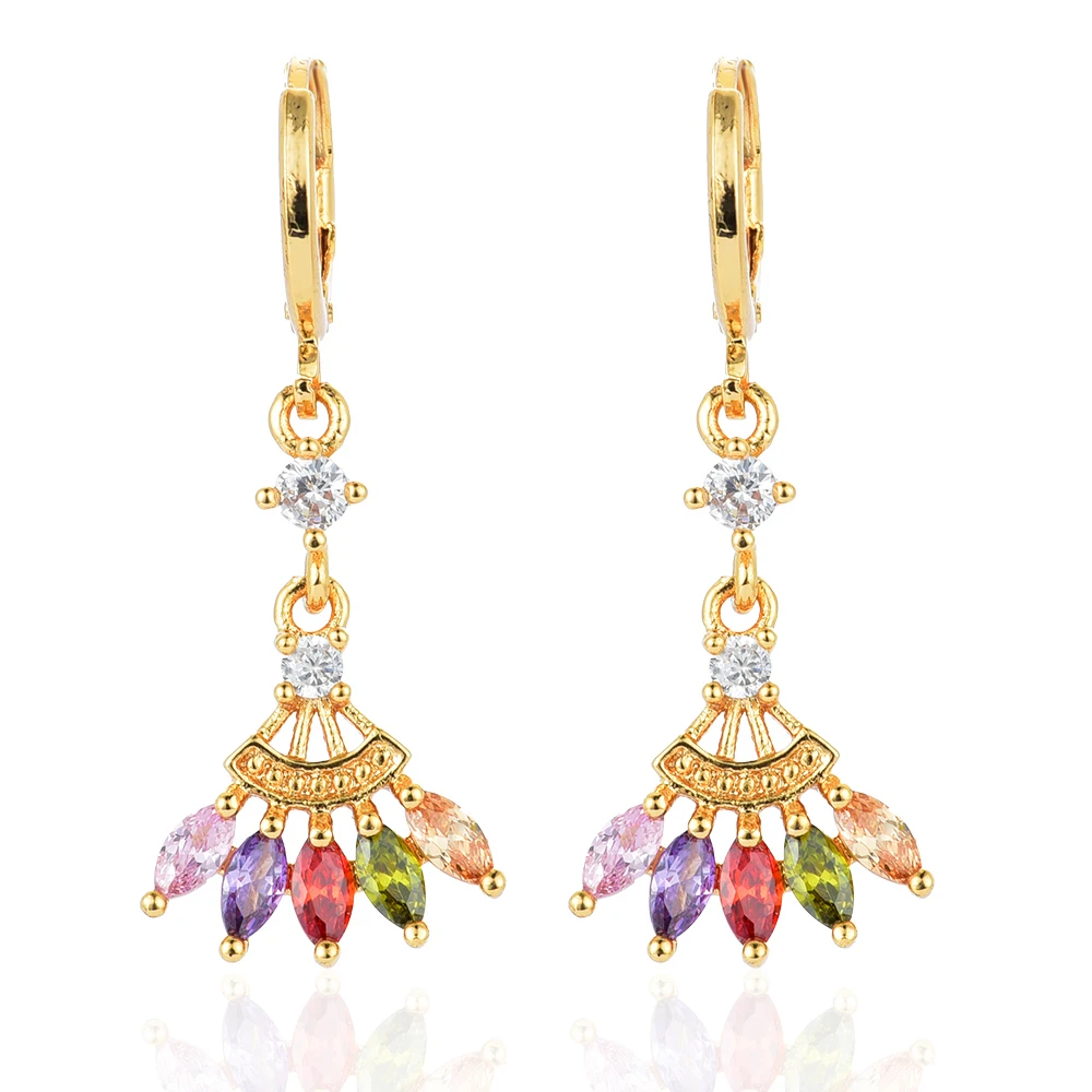 Fashion Women Drop Earrings CZ Gold Color Colorful Cubic Zirconia Dangle Earrings Jewelry
Fashion Women Drop Earrings CZ Gold Color Colorful Cubic Zirconia Dangle Earrings Jewelry