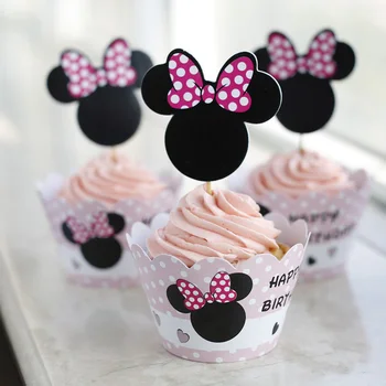 24pcs Happy Birthday Party DIY Bake Cupcake Wrappers Pink Minnie Decorate Baby Shower Girls Favors Cake Toppers Events Supplies
24pcs Happy Birthday Party DIY Bake Cupcake Wrappers Pink Minnie Decorate Baby Shower Girls Favors Cake Toppers Events Supplies