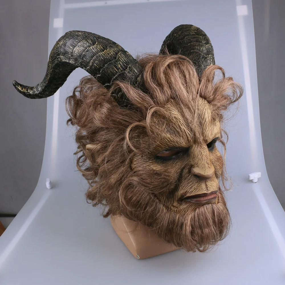 2017 Film Beauty and the Beast Prince Mask Helmet Full Face Muffle Cosplay Wig (1)
