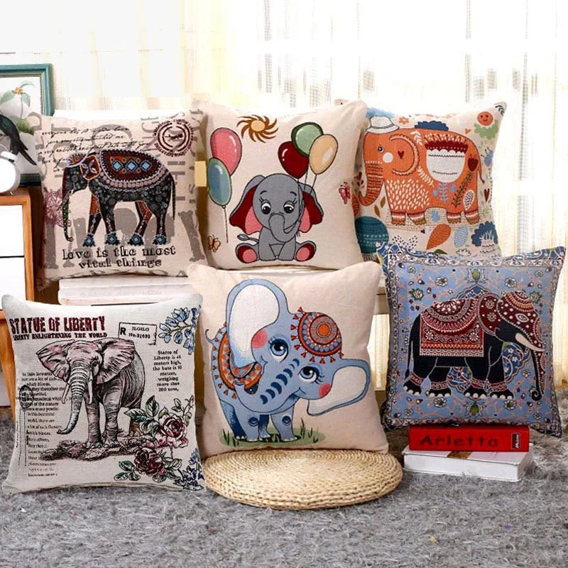 Embroidered Elephant Chair Cushion 45x45cm Decorative Pillows Cover for Sofa Cotton Linen Throw Pillowcase Cushion Decoration
Embroidered Elephant Chair Cushion 45x45cm Decorative Pillows Cover for Sofa Cotton Linen Throw Pillowcase Cushion Decoration