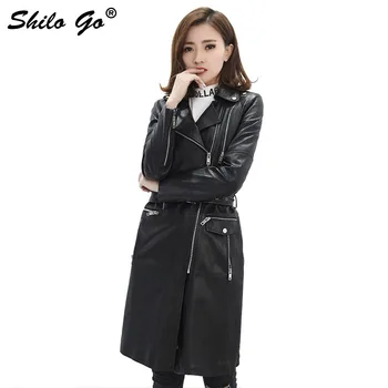 Streetwear Leather Trench Womens Winter Casual sheepskin genuine Leather long coat metal button belt coat black female outwear
Streetwear Leather Trench Womens Winter Casual sheepskin genuine Leather long coat metal button belt coat black female outwear