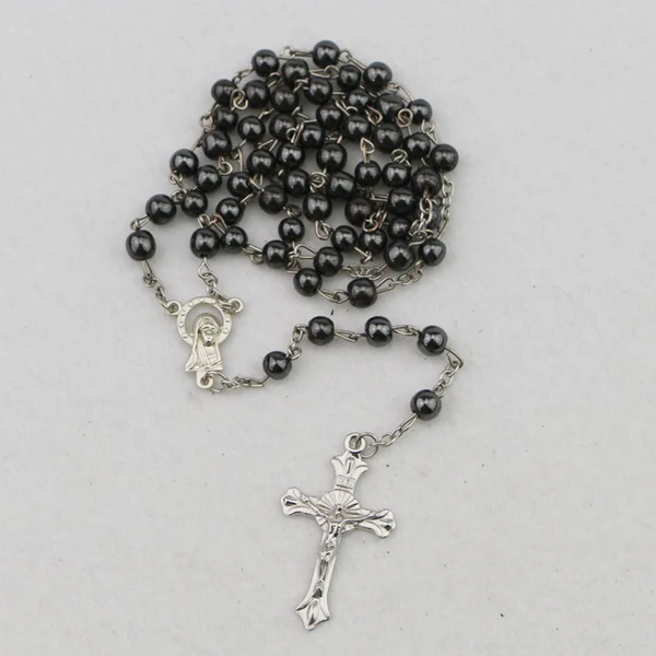 HIGH QULITY CATHOLIC ROSARY CROSS NECKLACE HEMATITE BLACK STONE BEADS WITH JERUSALEM SOIL&CRUCIFIX | Украшения и аксессуары