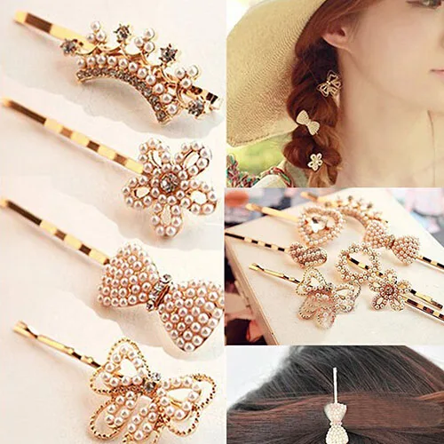 Womens Hairpin Flower Pearl Heart Beauty Barrette Lady Crystal Hair Clip Bow Chic Gold Color Accessories
Womens Hairpin Flower Pearl Heart Beauty Barrette Lady Crystal Hair Clip Bow Chic Gold Color Accessories
