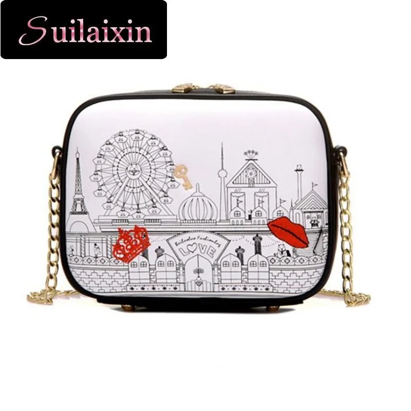 Women Designer Messenger Bags Girl Korea Leather Character Chains Printing Cross body Bag Female Shoulder Bags Bolas feminina
Women Designer Messenger Bags Girl Korea Leather Character Chains Printing Cross body Bag Female Shoulder Bags Bolas feminina