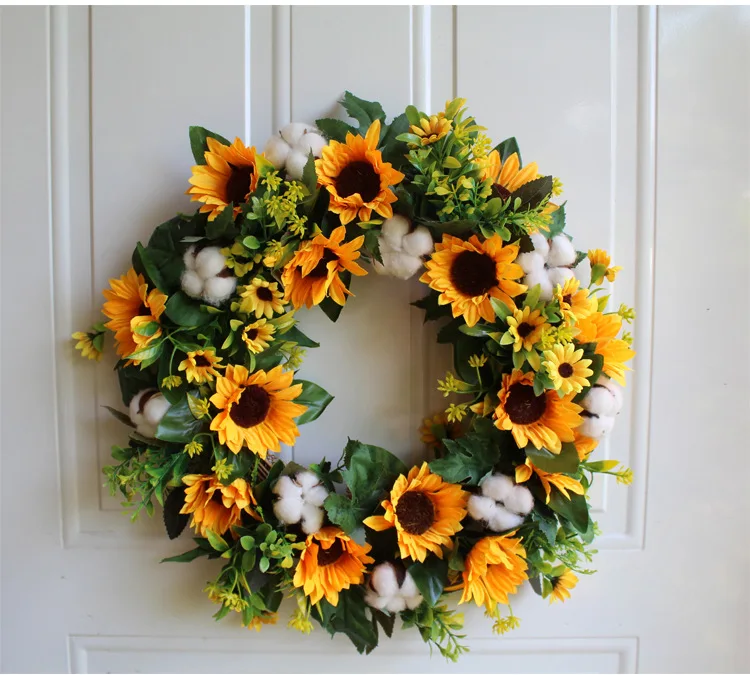 16 inches round wreath artificail sunflowers garland fall wedding front door decoration
16 inches round wreath artificail sunflowers garland fall wedding front door decoration
