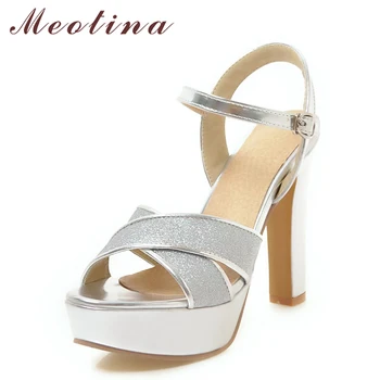 Meotina Women Summer Shoes High Heels Bridal Wedding Shoes Peep Toe Stripper 2018 Platform Sandals Party Silver Large Size 34-43 
Meotina Women Summer Shoes High Heels Bridal Wedding Shoes Peep Toe Stripper 2018 Platform Sandals Party Silver Large Size 34-43
