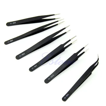 

6Pcs Resists Corrosion Safe Anti-static Tweezers Maintenance Tools ESD10-15 New