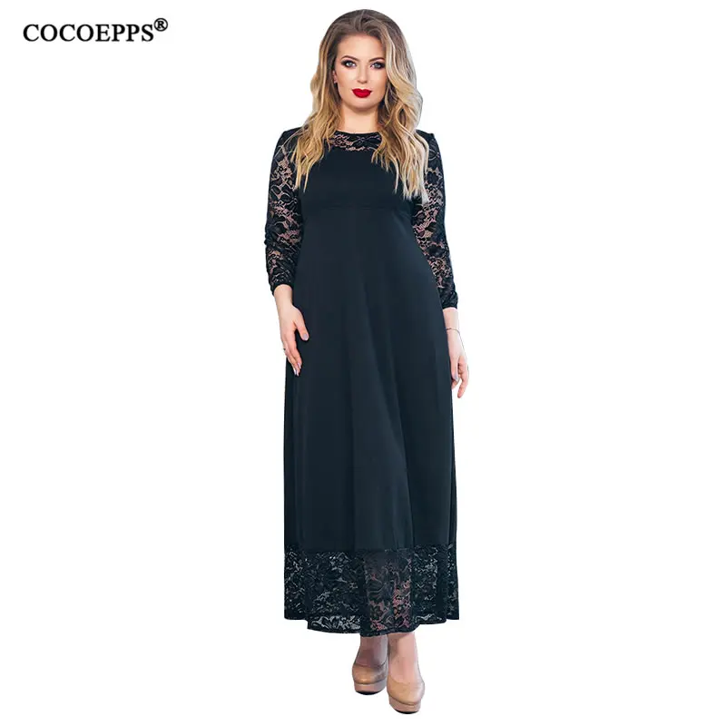 COCOEPS 6XL Autumn Winter Large Size Women Dress Patchwork Lace Long Dress Maxi Plus Size Long Sleeve Casual Dresses Vsstidos
COCOEPS 6XL Autumn Winter Large Size Women Dress Patchwork Lace Long Dress Maxi Plus Size Long Sleeve Casual Dresses Vsstidos
