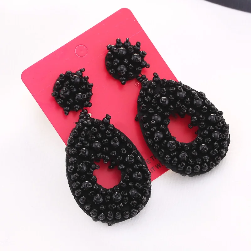 Aretes beads handmade Boho Fashion Beads Drop Earrings For Women Colorful Dangle Statement Earrings Jewelry Christmas Gifts Black
