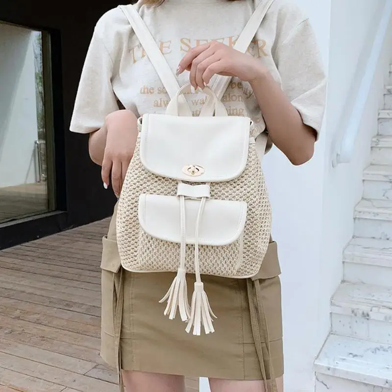 PU Leather Weaving Travel Backpacks Women Tassel Small School Bags Preppy Style Elegant Flap Knapsack Knitting Casual Rucksack
PU Leather Weaving Travel Backpacks Women Tassel Small School Bags Preppy Style Elegant Flap Knapsack Knitting Casual Rucksack