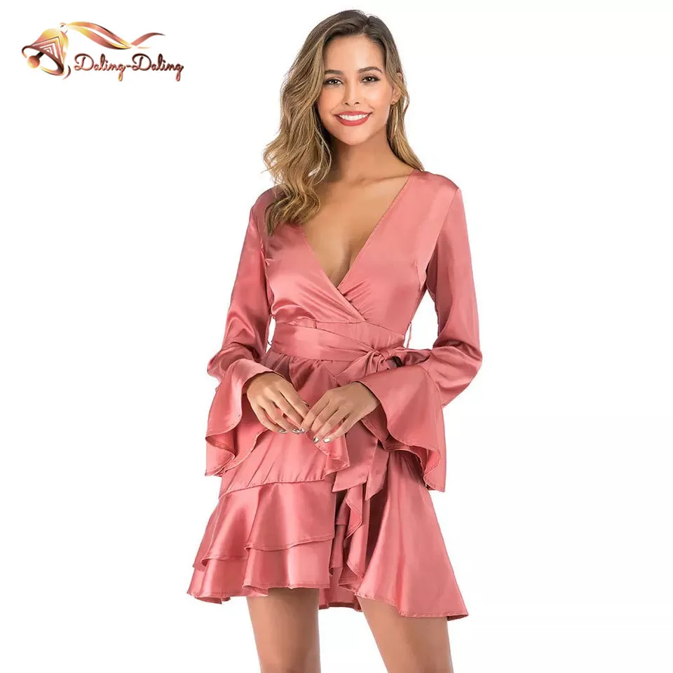 Burgundy Party Solid Split Back Ruffle Trim Overlap Front Cut Out Belted Dress Autumn Long Sleeve Women Elegant Dresses
Burgundy Party Solid Split Back Ruffle Trim Overlap Front Cut Out Belted Dress Autumn Long Sleeve Women Elegant Dresses