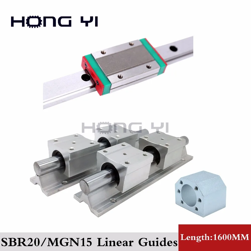 

2pcs 20mm Linear Guide SBR20-700MM 8pcs MGN15 -L1600mm Linear Rail with MGN15H Linear Block Bearing with ballscrew nut housing