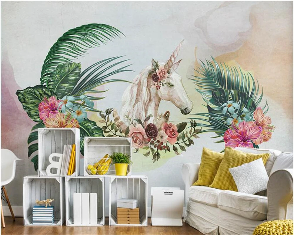 beibehang Custom fashion three-dimensional classic wall paper soft banana leaf floral hand-painted unicorn background wallpaper
beibehang Custom fashion three-dimensional classic wall paper soft banana leaf floral hand-painted unicorn background wallpaper