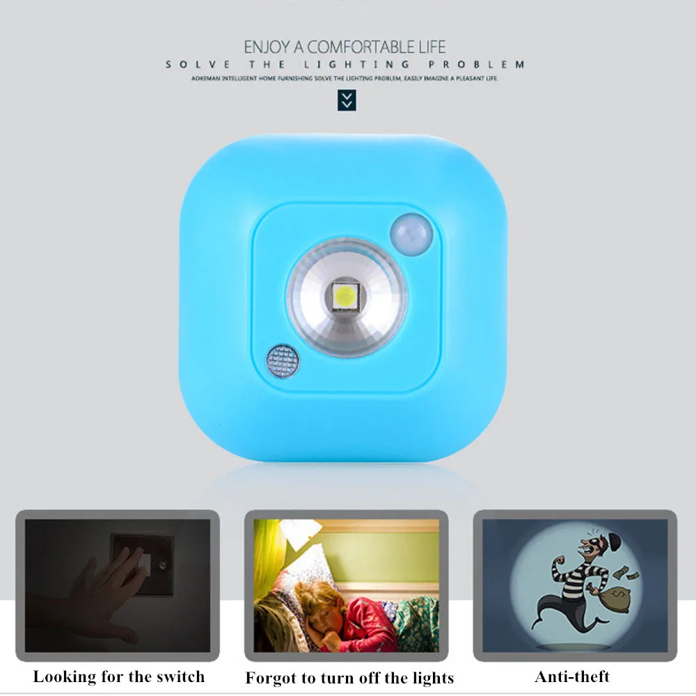PIR Motion Sensor LED Night Light Portable Light Control Wall Lamp for Cabinet Closet Wardrobe Stairs Toilet Hallway Bedroom
PIR Motion Sensor LED Night Light Portable Light Control Wall Lamp for Cabinet Closet Wardrobe Stairs Toilet Hallway Bedroom