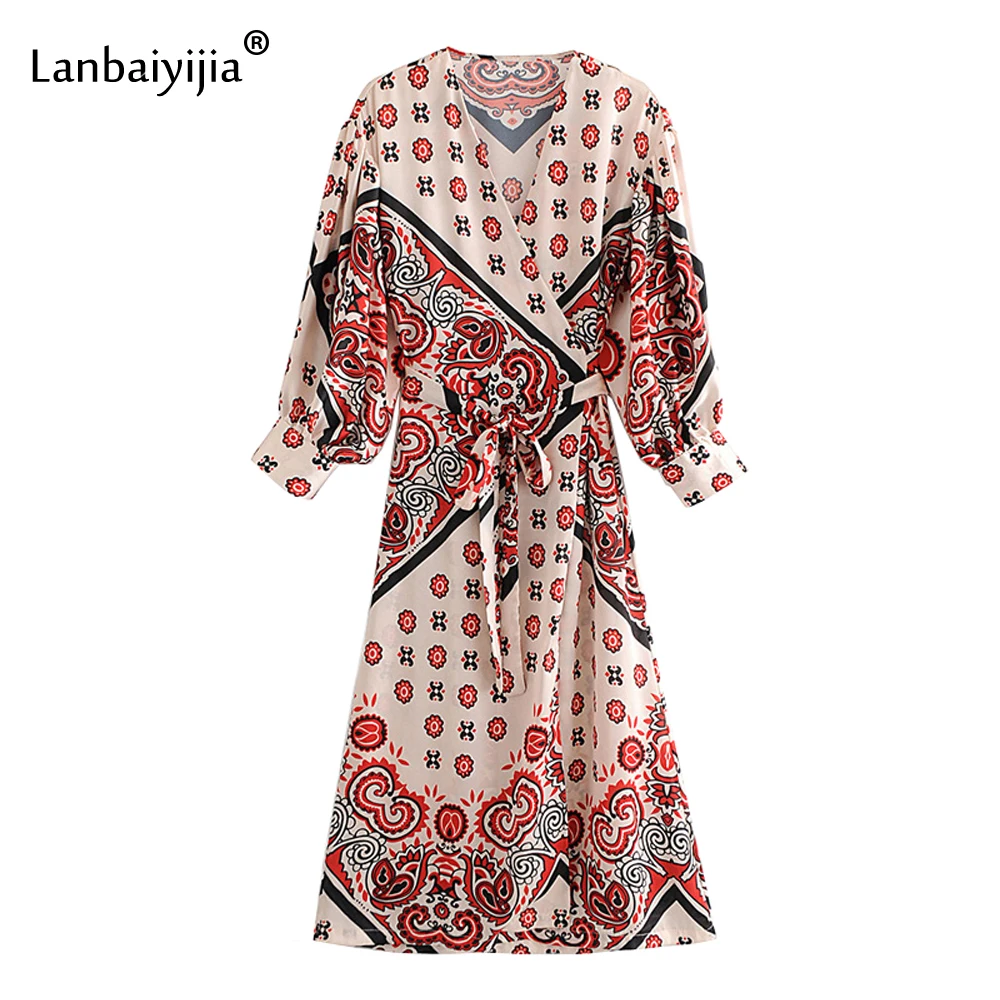 Lanbaiyijia Newest floral print long dress Three Quarter sleeve V-neck Chiffon Dress high waist Sashes loose spring women dresse
Lanbaiyijia Newest floral print long dress Three Quarter sleeve V-neck Chiffon Dress high waist Sashes loose spring women dresse