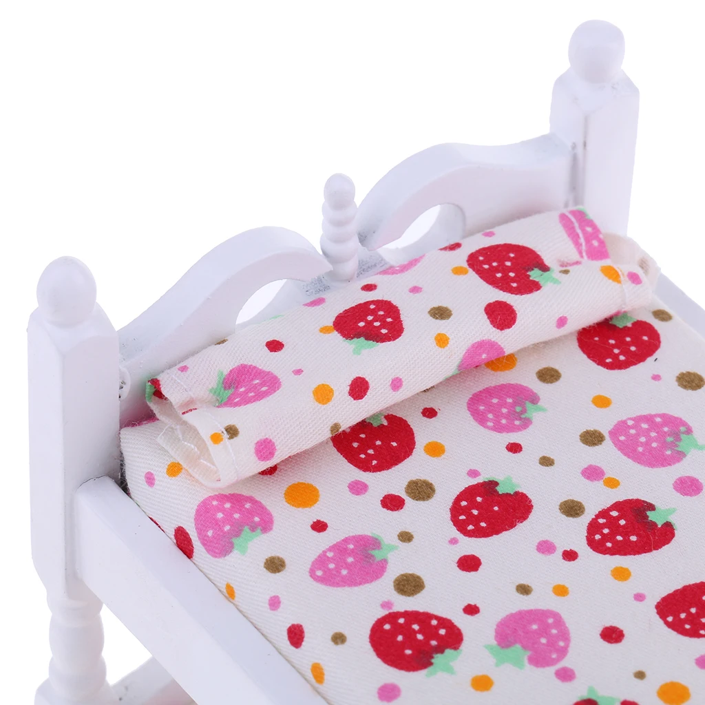 European 1/12 Dollhouse Miniature Children Bunk Bed & Baby Cradle Bedroom Furniture Life Scenes Decor