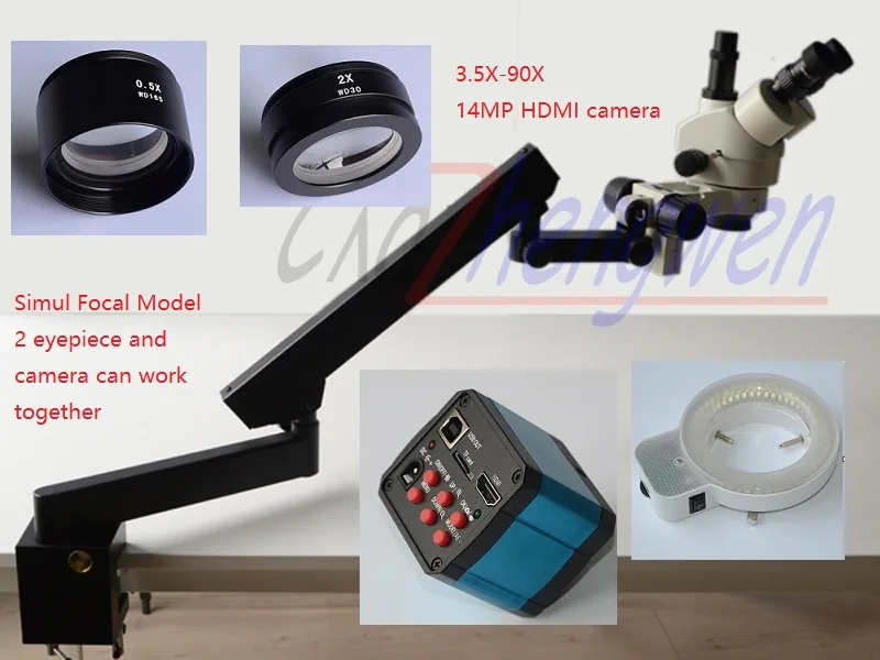 FYSCOPE 3.5X-90X Trinocular Articulating Arm Pillar Clamp 144-LED Simul Focal Model Microscope+14MP HDMI camera+144 LED Light
FYSCOPE 3.5X-90X Trinocular Articulating Arm Pillar Clamp 144-LED Simul Focal Model Microscope+14MP HDMI camera+144 LED Light