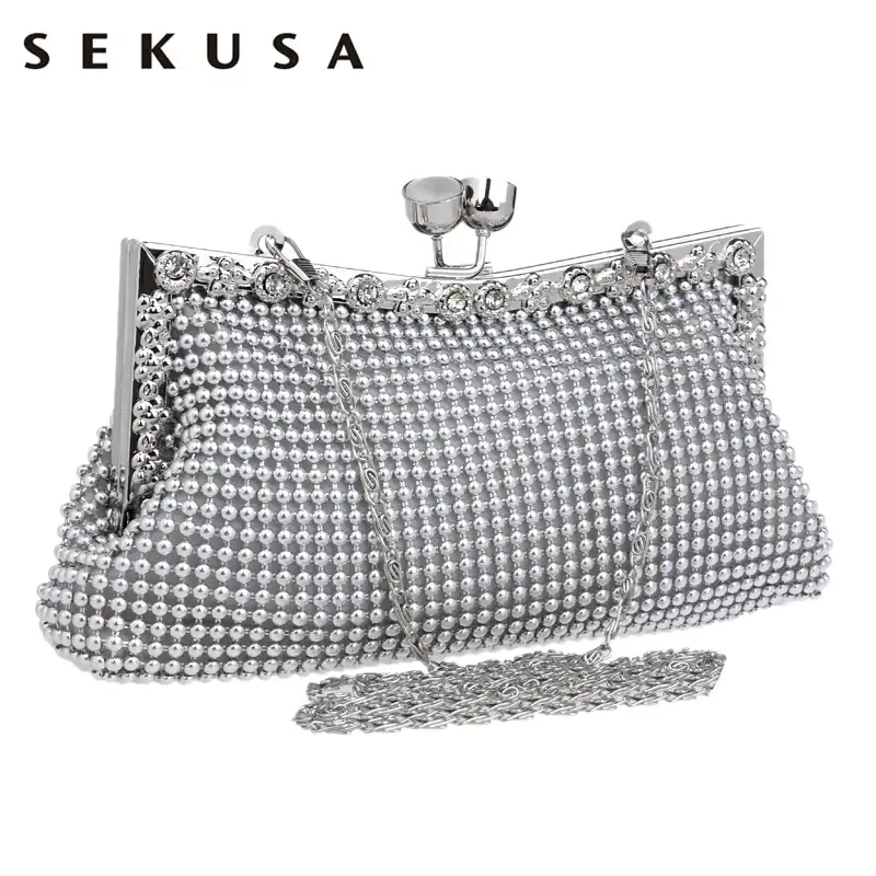 small silver clutch evening bag