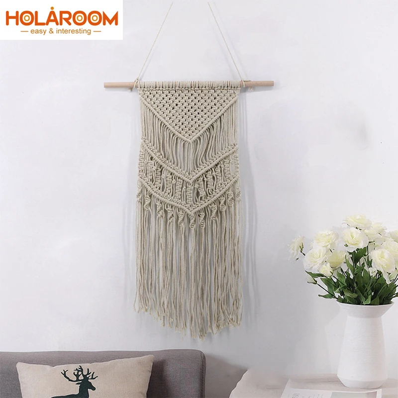 Wall Hanging Woven Tapestry Art Bohemian Style Macrame Tapestries Home Decor Cotton Thread Tassel with Wooden Stick Tapestry
Wall Hanging Woven Tapestry Art Bohemian Style Macrame Tapestries Home Decor Cotton Thread Tassel with Wooden Stick Tapestry