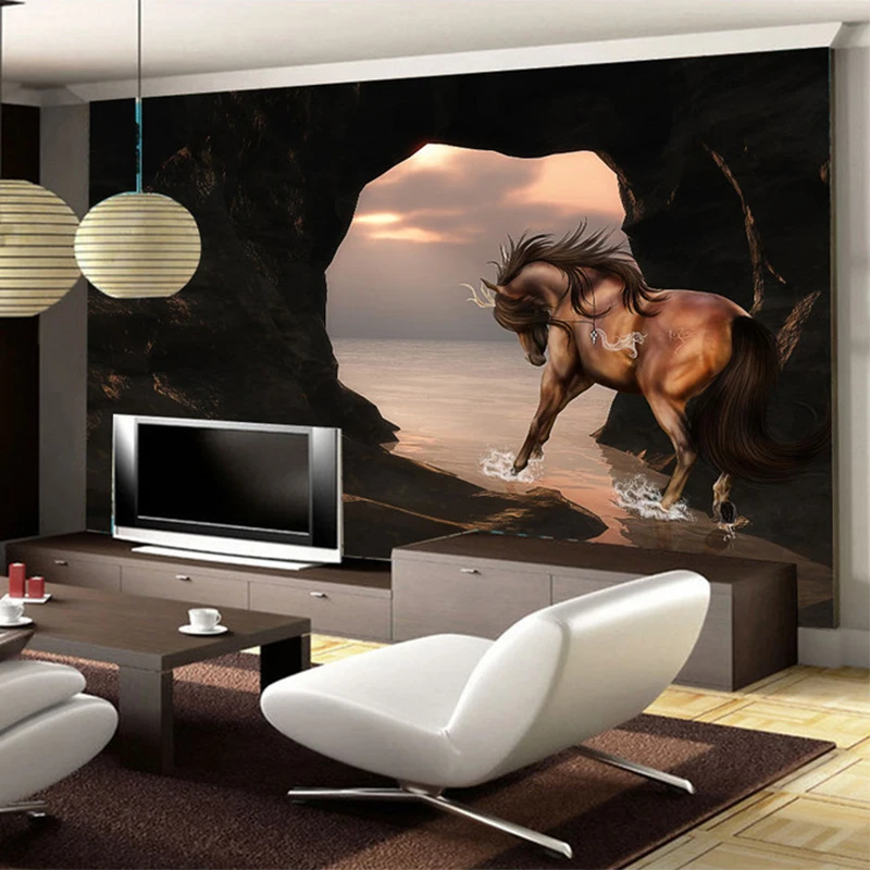 Spatial Extension Personality Wall Mural Wallpaper 3D Stereo Seaside Horse Wall Painting Fresco Living Room TV Backdrop 3D Decor 
Spatial Extension Personality Wall Mural Wallpaper 3D Stereo Seaside Horse Wall Painting Fresco Living Room TV Backdrop 3D Decor