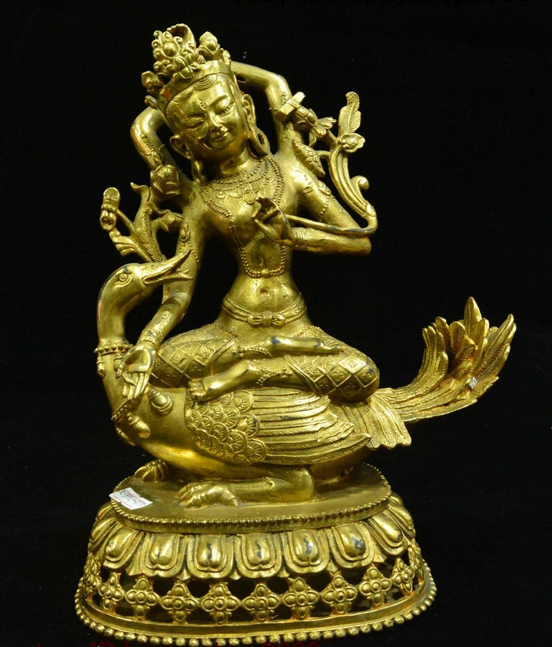 11" Tibet Buddhism Bronze Gilt 4 Arms Chenrezig Goddess Buddhas Sit Beast Statue
11" Tibet Buddhism Bronze Gilt 4 Arms Chenrezig Goddess Buddhas Sit Beast Statue