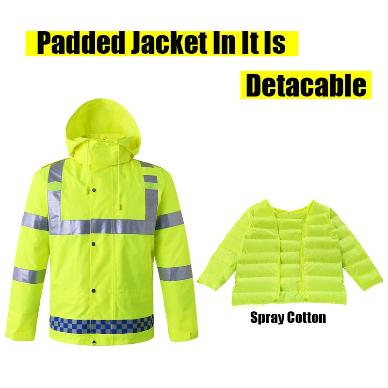 Mens Raincoats Reflective Jacket Raincoat Water/Wind-Proof Fluorescent Green 3XL Padded Jacket Detachable Reflective Clothing
Mens Raincoats Reflective Jacket Raincoat Water/Wind-Proof Fluorescent Green 3XL Padded Jacket Detachable Reflective Clothing