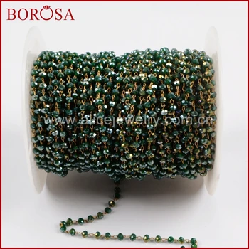BOROSA Gold Color Or Silver Color 3mm Green Atrovirens Glass Beads Chains Beaded Chain for Fashion Necklace Jewelry Making JT171
BOROSA Gold Color Or Silver Color 3mm Green Atrovirens Glass Beads Chains Beaded Chain for Fashion Necklace Jewelry Making JT171