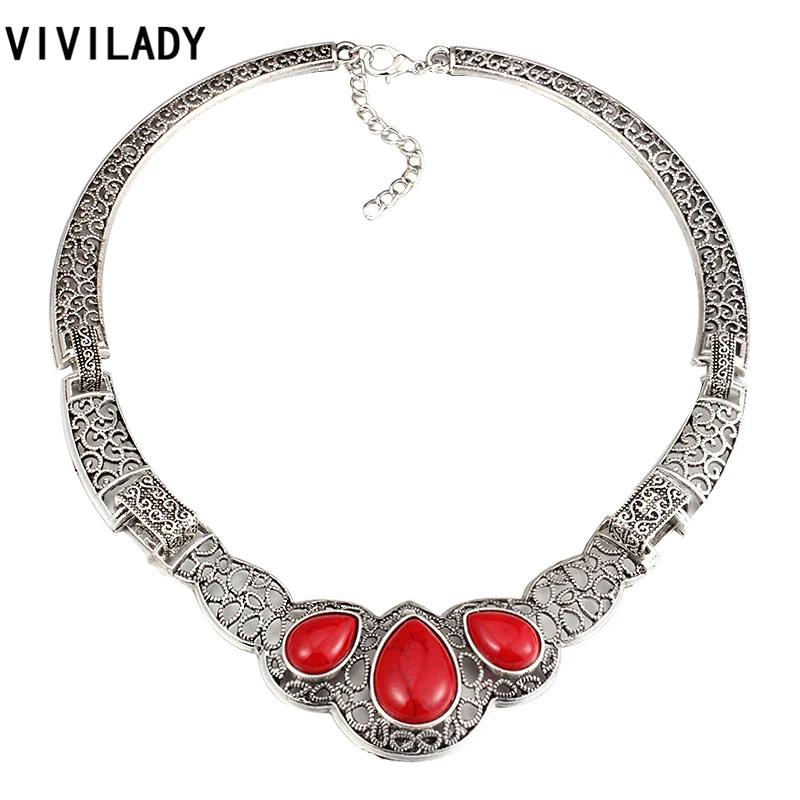 VIVILADY Statement Vintage Silver Color Blue Red Stone Choker Necklace For Women Collar Turkish Jewelry Costume Party Gift
VIVILADY Statement Vintage Silver Color Blue Red Stone Choker Necklace For Women Collar Turkish Jewelry Costume Party Gift