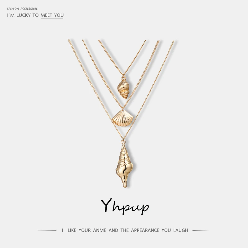 Yhpup Stylish Vintage Shell Zinc Alloy Pendant Necklace Multi-layer Metal Charm Gold Necklace for Women Beach Jewelry Accessory
Yhpup Stylish Vintage Shell Zinc Alloy Pendant Necklace Multi-layer Metal Charm Gold Necklace for Women Beach Jewelry Accessory