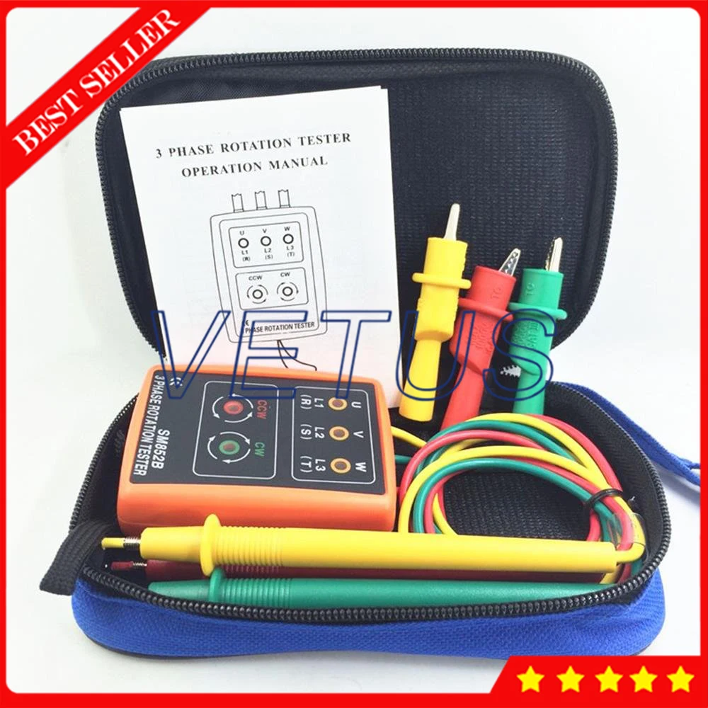 SM852B LED Display 3 Phase Rotation Indicator 3 Phase Sequence Presence Rotation Tester Indicator Detector Meter
SM852B LED Display 3 Phase Rotation Indicator 3 Phase Sequence Presence Rotation Tester Indicator Detector Meter