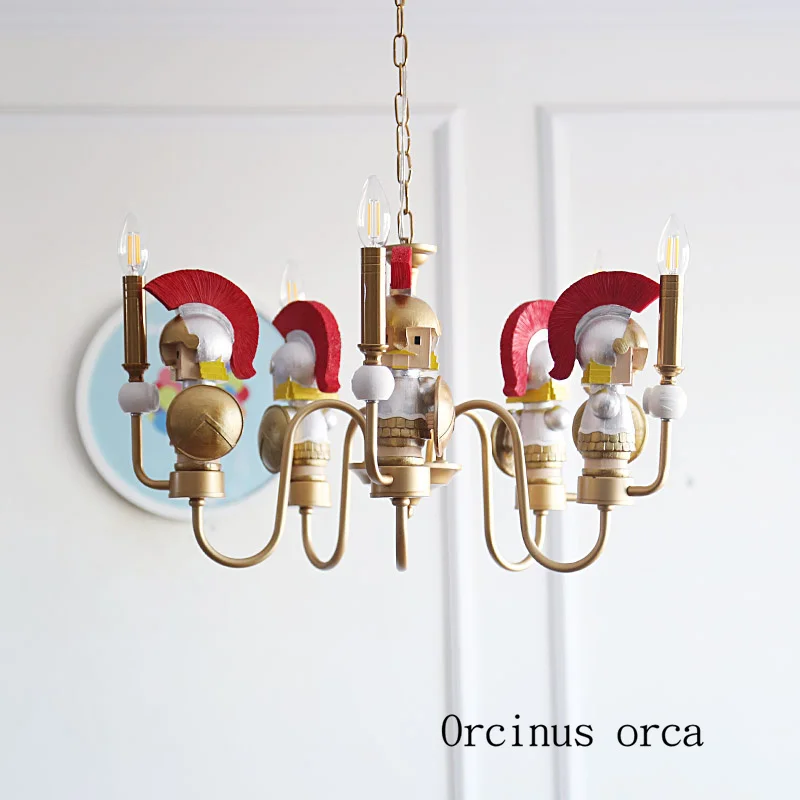 Cartoon creative SPARTAN SOLDIER chandelier boys bedroom children's room lamp American modern minimalist iron pendant lamp
Cartoon creative SPARTAN SOLDIER chandelier boys bedroom children's room lamp American modern minimalist iron pendant lamp