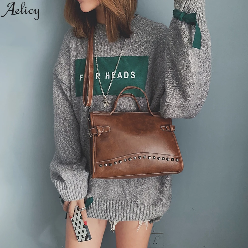Aelicy винтажные Ретро сумки Tide Wild косая сумка на плечо портативная с заклепками