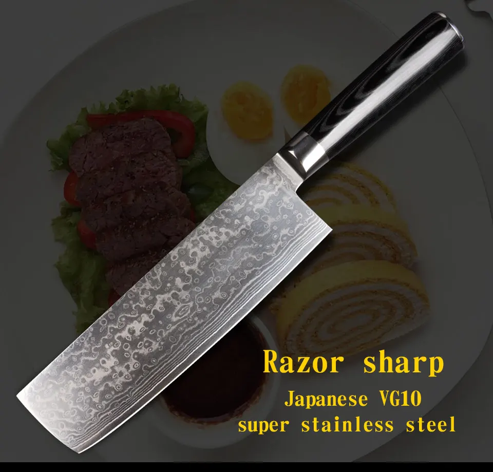 Japanese Damascus kitchen knives Nakiri knife_07 (10)