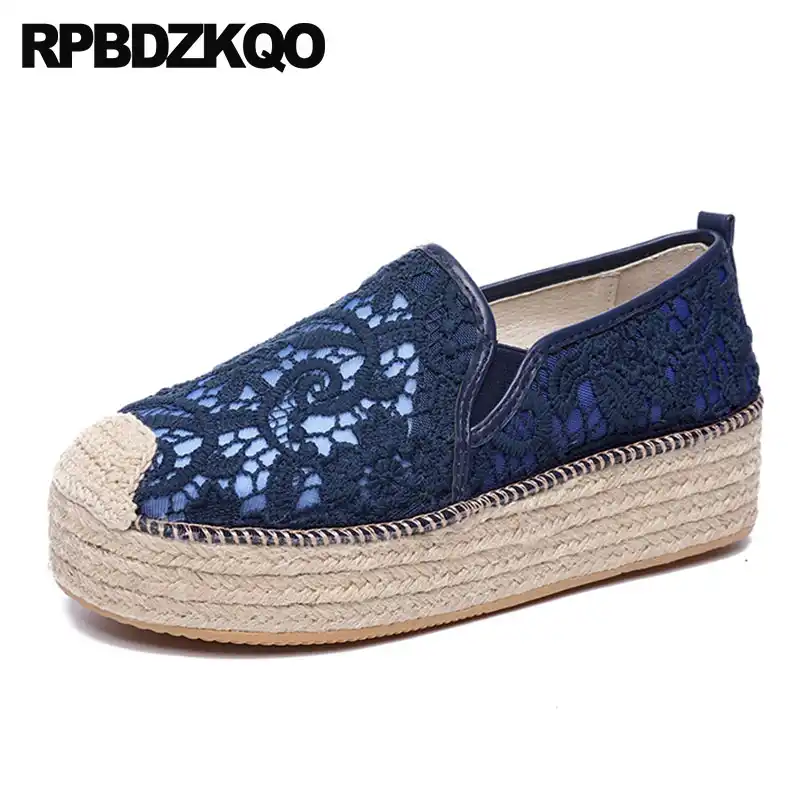 navy lace flats