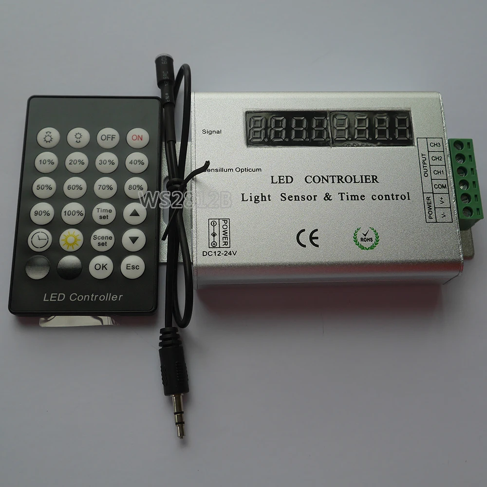 New 24 Key IR Remote 8 digital tube PWM dimmer led strip Intelligent Light Sensor&Time Controlled Controller;DC12-24V
New 24 Key IR Remote 8 digital tube PWM dimmer led strip Intelligent Light Sensor&Time Controlled Controller;DC12-24V