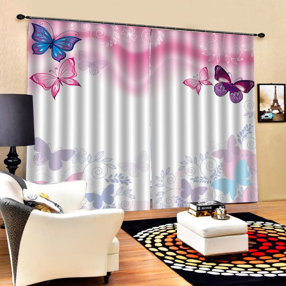 butterfly pink curtains Luxury Blackout 3D Curtains For Living room Bedding room Office 
butterfly pink curtains Luxury Blackout 3D Curtains For Living room Bedding room Office