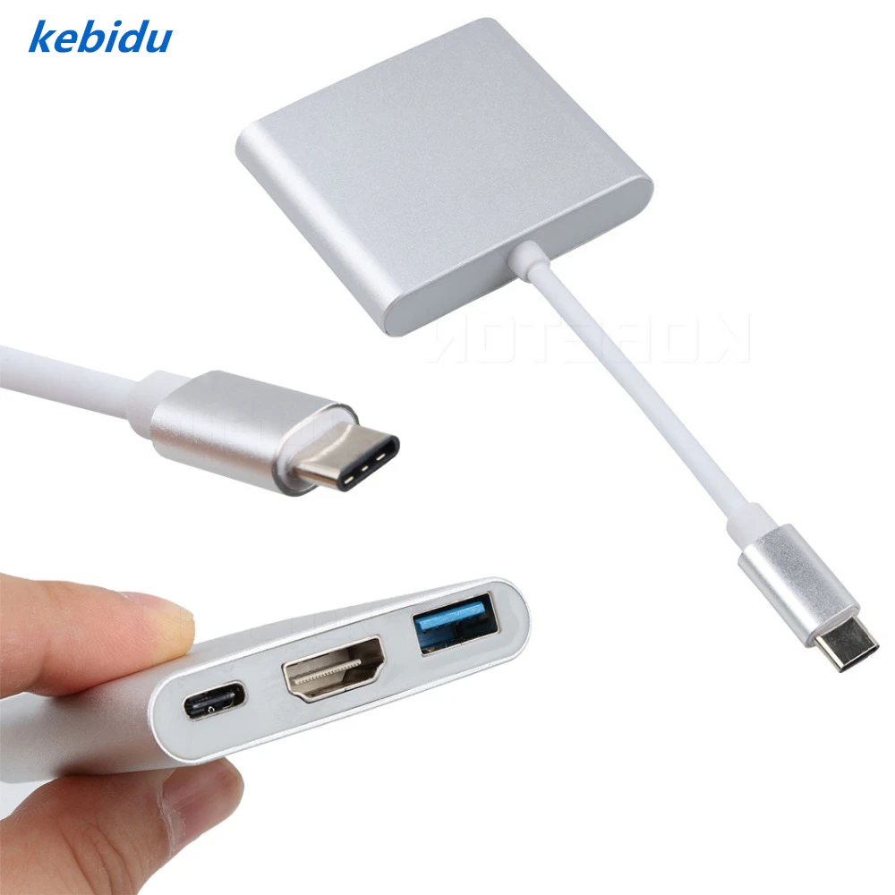 Kebidu новинка 2019 адаптер для зарядки 3 в 1 USB Type c HDMI 0 Macbook Air 12|usb 3.0 charge|usb adapter 3.0usb usb |