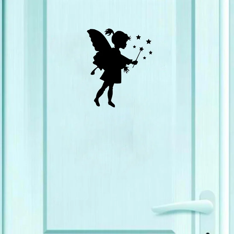 Милая Фея лежа крылья виниловые наклейки на двери интересные Съемный украшения