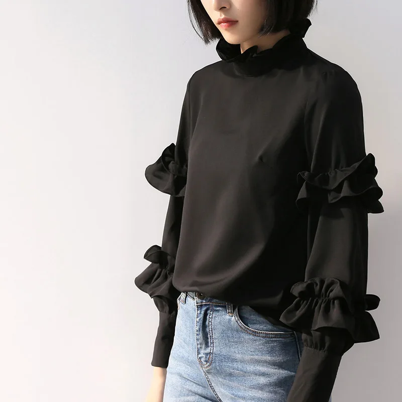 2019 Spring Elegant Women Shirts Long-sleeved Lotus Leaf Edge Design Sense of Fashion Blouse Ruffles Solid Butterfly Sleeve
2019 Spring Elegant Women Shirts Long-sleeved Lotus Leaf Edge Design Sense of Fashion Blouse Ruffles Solid Butterfly Sleeve