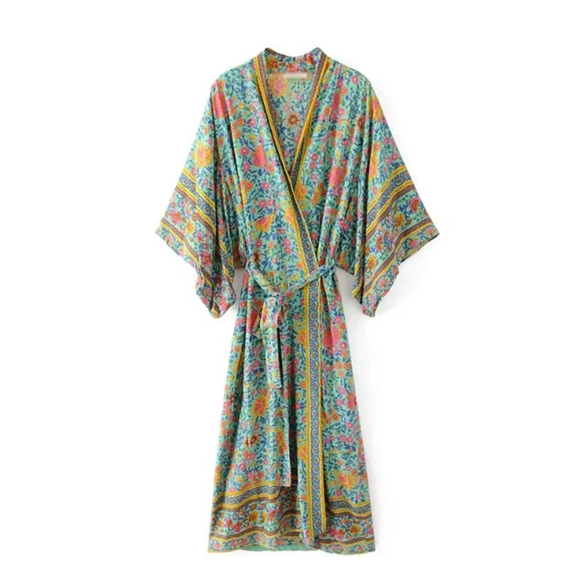 Floral Print Bat Sleeve Kimono Long Wrap Summer Trench Women Boho Outerwear Beach Hippie Cardigan Robe Trench Overcoat
Floral Print Bat Sleeve Kimono Long Wrap Summer Trench Women Boho Outerwear Beach Hippie Cardigan Robe Trench Overcoat