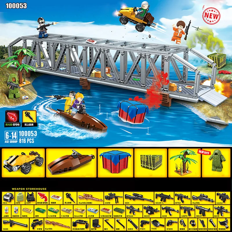 Modern military game PUBG battlefield moc scenes Bridge Blocking Operation army figures weapon Ghillie suit batisbrick brick toy
Modern military game PUBG battlefield moc scenes Bridge Blocking Operation army figures weapon Ghillie suit batisbrick brick toy