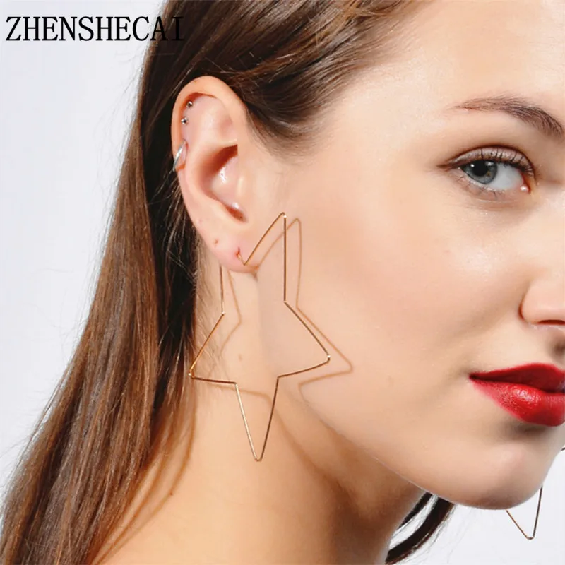 Big Star earring hollow fashion jewelry hyperbole punk style metal gold stud earring Europe and the United State hot 2017 e0386 
Big Star earring hollow fashion jewelry hyperbole punk style metal gold stud earring Europe and the United State hot 2017 e0386