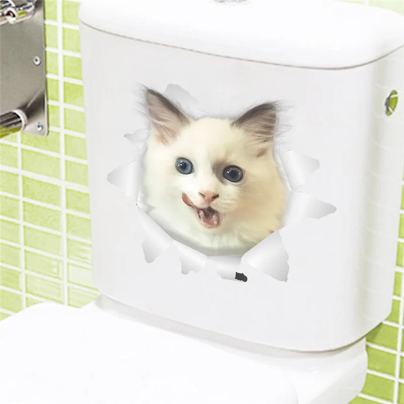Наклейки для туалета с милым котом собачкой домашним украшением Diy Забавный