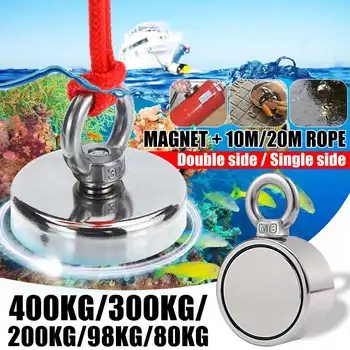 80/98/200/300/400KG Double/Single Side Strong Salvage Magnet Pot Deep Sea Salvage Fishing hook Neodymium magnet With 10/20M Rope
80/98/200/300/400KG Double/Single Side Strong Salvage Magnet Pot Deep Sea Salvage Fishing hook Neodymium magnet With 10/20M Rope