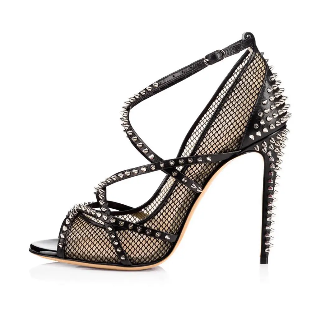 Summer Fashion Fish Mouth Net Yarn Rivet Stiletto High Heel Sandals Sexy Party Dress Large Size Customized Women's Singles Shoes
Summer Fashion Fish Mouth Net Yarn Rivet Stiletto High Heel Sandals Sexy Party Dress Large Size Customized Women's Singles Shoes